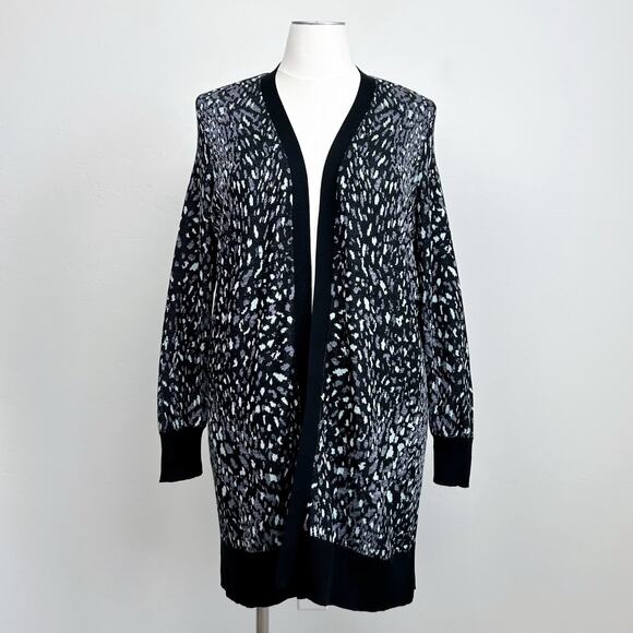 Lane Bryant Leopard Pattern Metallic Long Sweater Knit Cardigan NWT - Picture 1 of 8